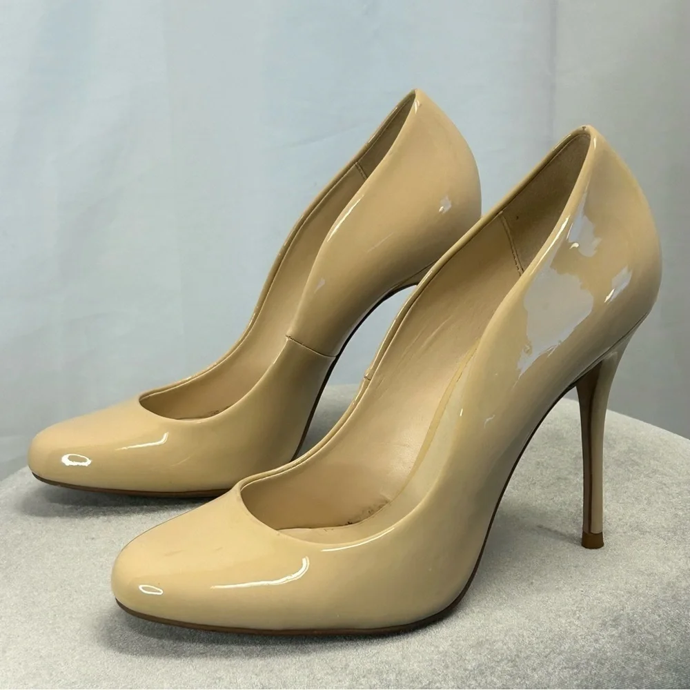 Zara light beige tan brown patent high heel pumps Sz 40 - Picture 3 of 12
